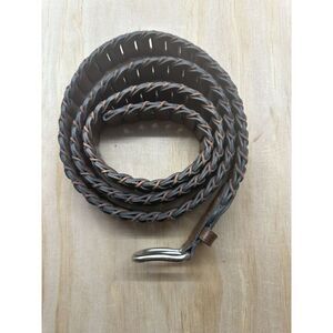 Vintage 80s Woven Leather Ladder Belt Brown Southwestern Distressed Men's XL 48”